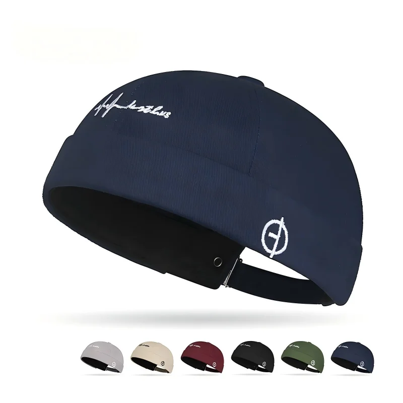 Spring New Embroidered Letter Yupi Brimless Melon Skin Hat for Both Men and Women, Street Hip-Hop Style Dome Landlord Hat