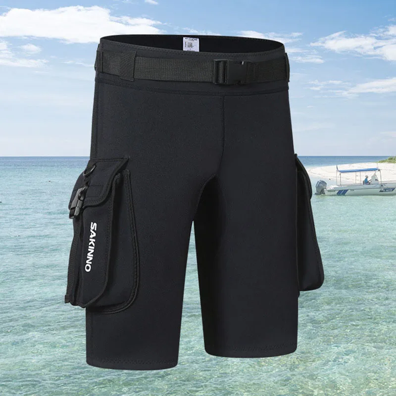 3MM Technical Diving Shorts Snorkeling Beach Canvas Rowing Surfing Pants Storage Diving Storage Men's and Women's Neutral Beach