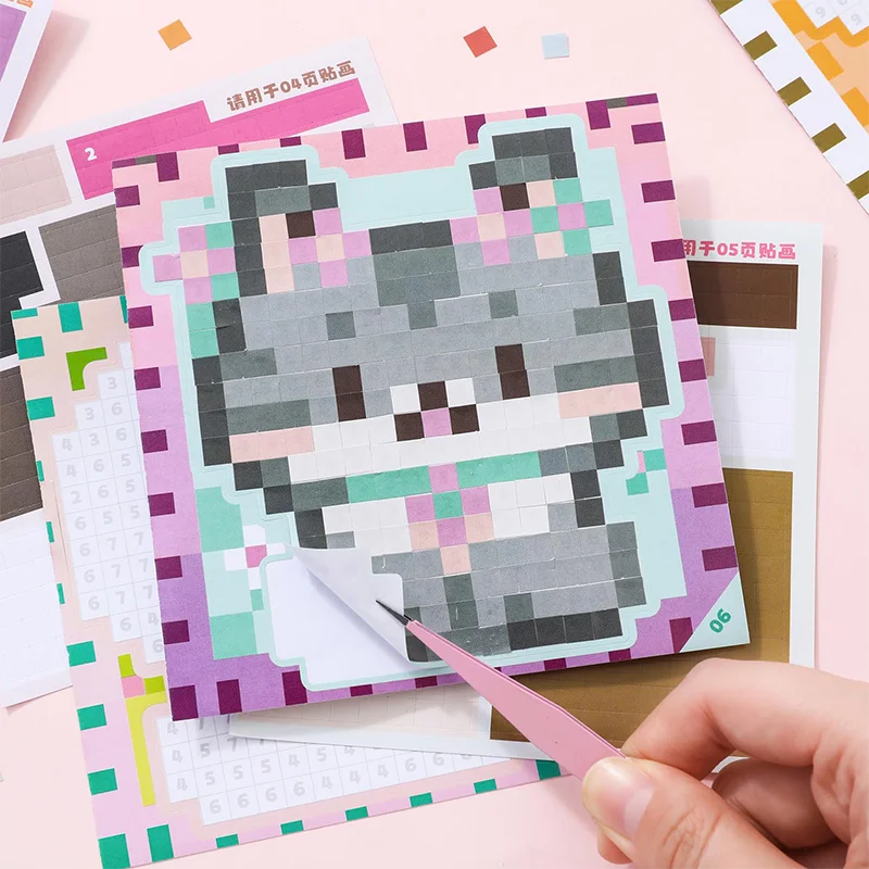 23Sheets/Bag Adorable Pixel Art Pet Themed Collage Stickers For Hand Account DIY Phone Case Decoration Reward Sticker Pack image 2