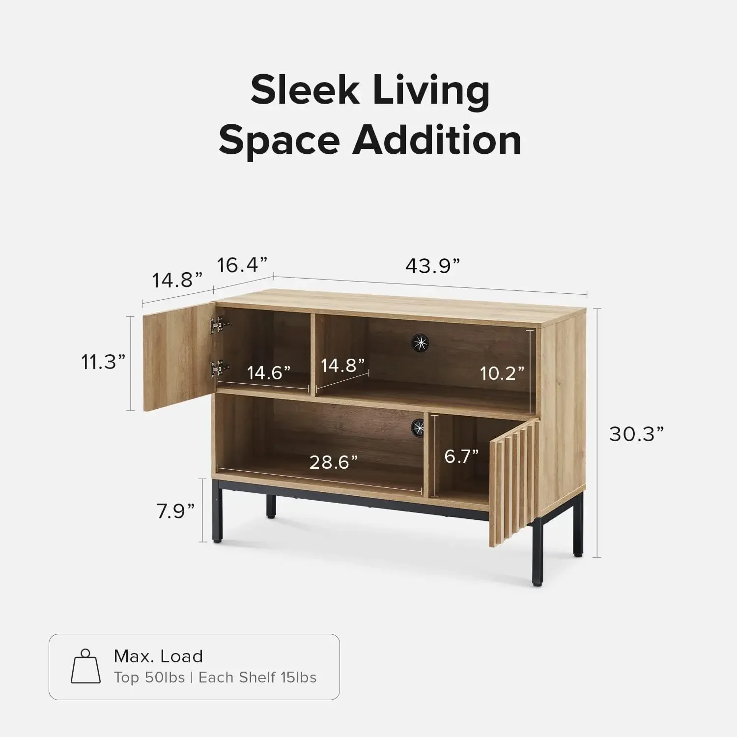 Mopio Norwin Entryway Table, Modern Rustic Industrial Farmhouse Console Sofa Table, Display Shelf, Accent Cabinet, with Metal
