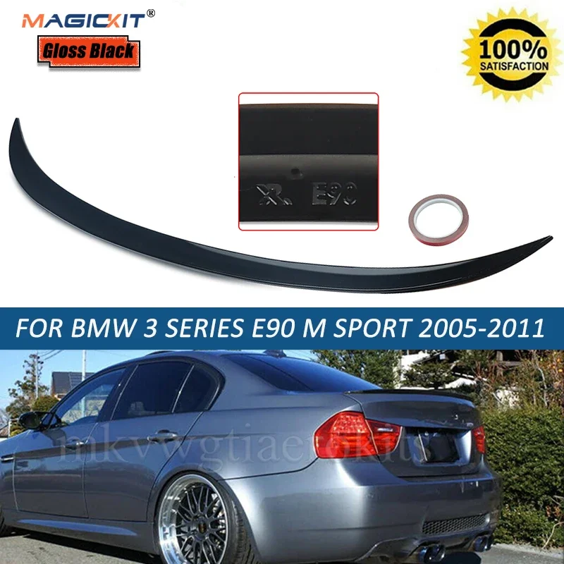 For BMW 3 Series E90 Spoiler Lip 2005-2011 Plastic Gloss Black Rear Trunk Wing Car Styling Accessories