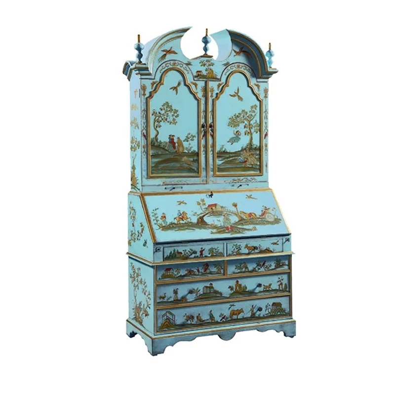New Chinese-style solid wood painted bookcase villa study furniture storage storage decorative cabinet