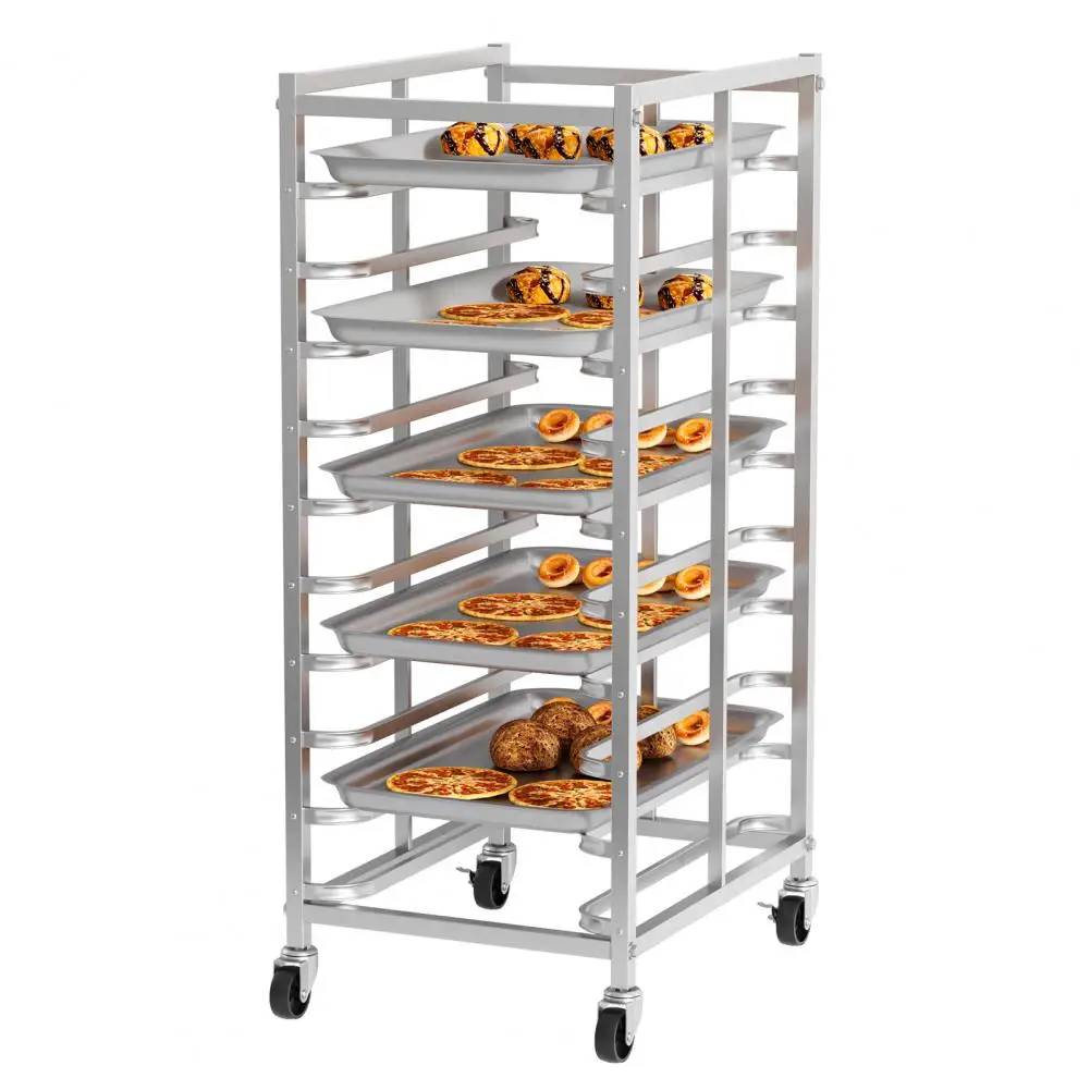 

Stainless Steel Baking Rack Commercial, Movable Detachable Pan Trolley, 33lbs Shelf Locking Casters Oven