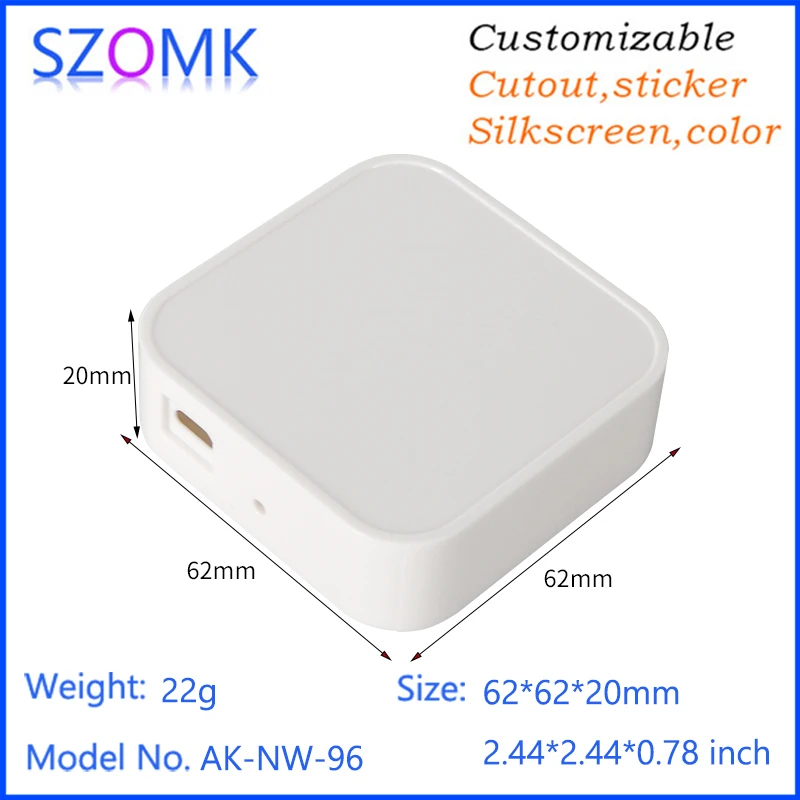 SZOMK AK-NW-96 62*62*20mm ABS IOT Sensor Network Wireless Mini Wifi Router Plastic Enclosures Box