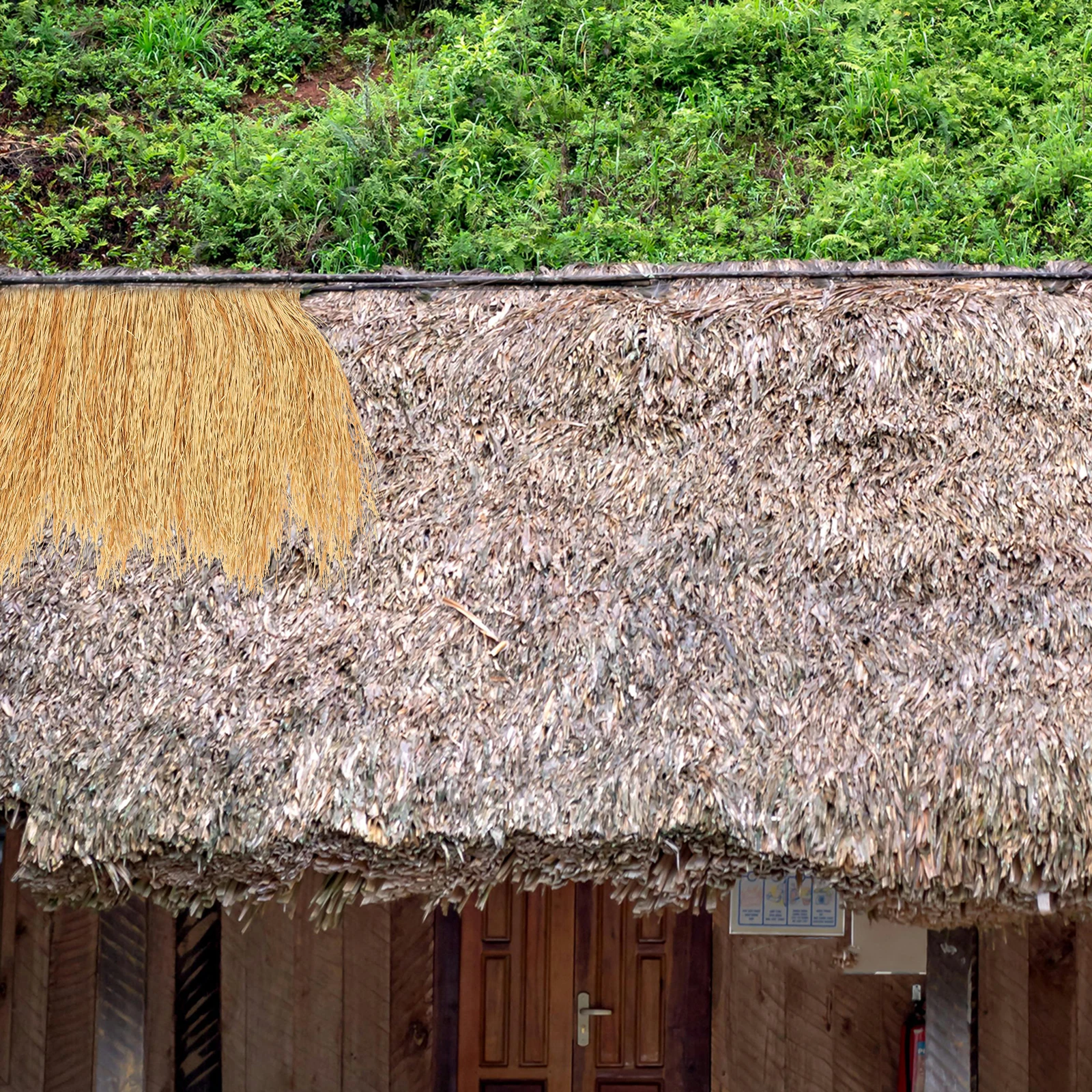 

Artificial Thatch Roofing Fake Grass Roll Lifelike Straw Willow Fence Screening Garden Landscaping Decor Outdoor Use Resists