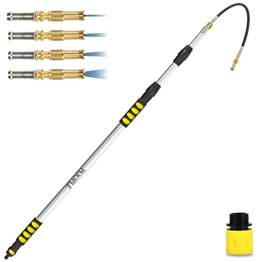 

12FT 20ft Reach Telescopic Gutter Cleaning Tools from The Ground Rain Gutter Cleaners Tool with Hose Copper Attachment Long Rea
