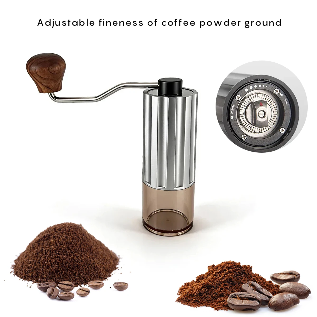 CG101 Portable Manual Coffee Bean Grinder Stainless Steel Hand-Cranked Powder Maker Home & Outdoors Use Handheld Grinding Device