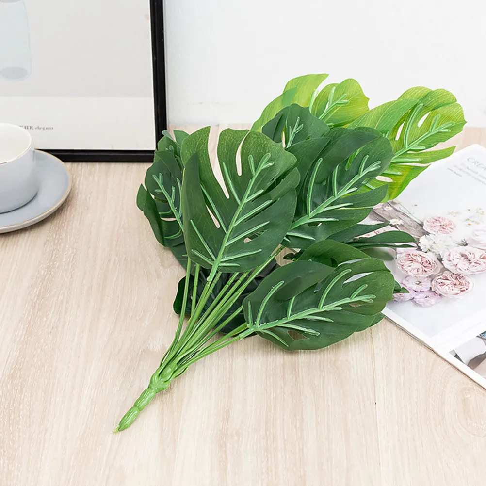 

2 Pcs Turtle Leaf Decorations Artificial Tropical Palm Leaves Green Leaves for Living Bedroom Bathroom Tropical PlantsPalm