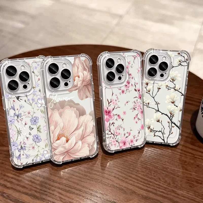 Bright Flower Peony Lily Magnolia Cover For Samsung Galaxy S26 Ultra S25 FE Edge S24 S23 S22 Ultra Plus A57 A17 5G Phone Case