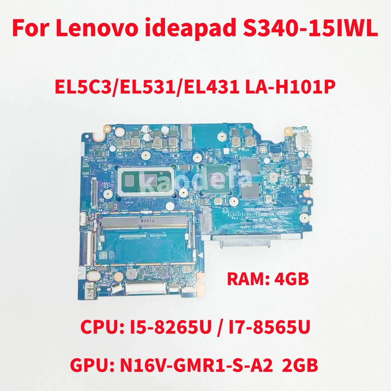 

LA-H101P для Lenovo Ideapad S340-15IWL материнская плата для ноутбука CPU: I5-8265U / I7-8565U GPU: N16V-GMR1-S-A1 2GB RAM: 4G 100% Test OK