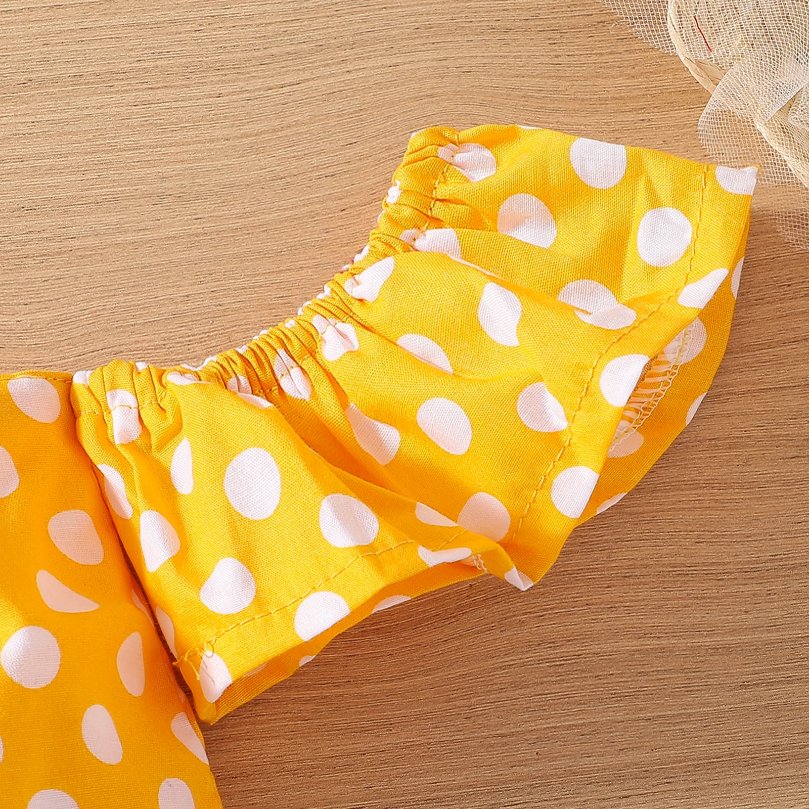 Summer Baby Girl Children Yellow Polka Dot Bra Strap+Denim Flared Pants