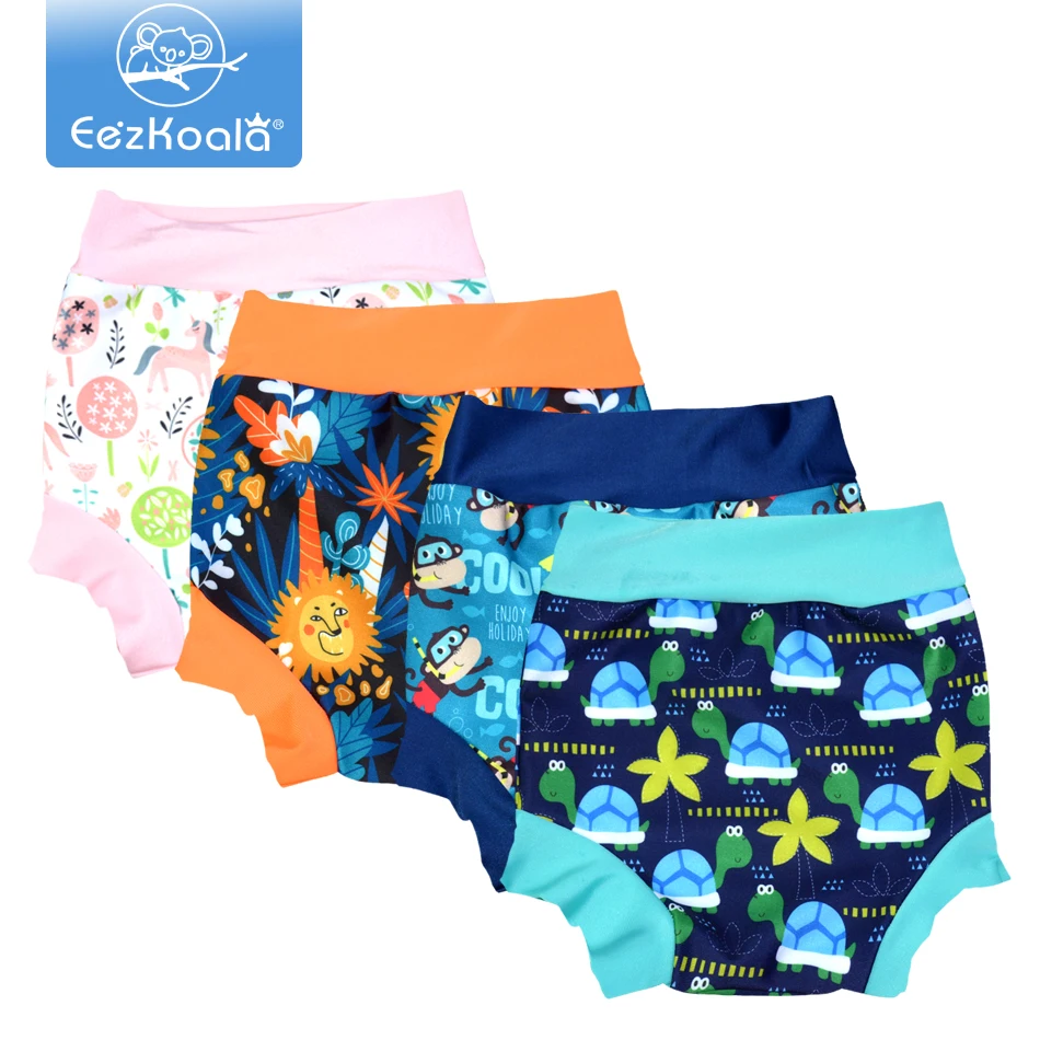 Eezkoala Newborn Baby Leakproof Swimming Diaper Baby Swimwear Boys Girls  Printed Cloth Diapers  High Waist Swimming Nappies