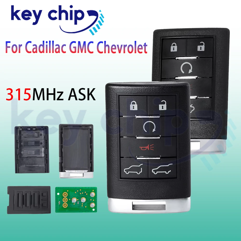 Télécommande intelligente sans clé pour Cadillac CTS DTS STS SRX Escalade ESV EXT 315 MHz, FCC ID : OUC6000066, 2007-2014