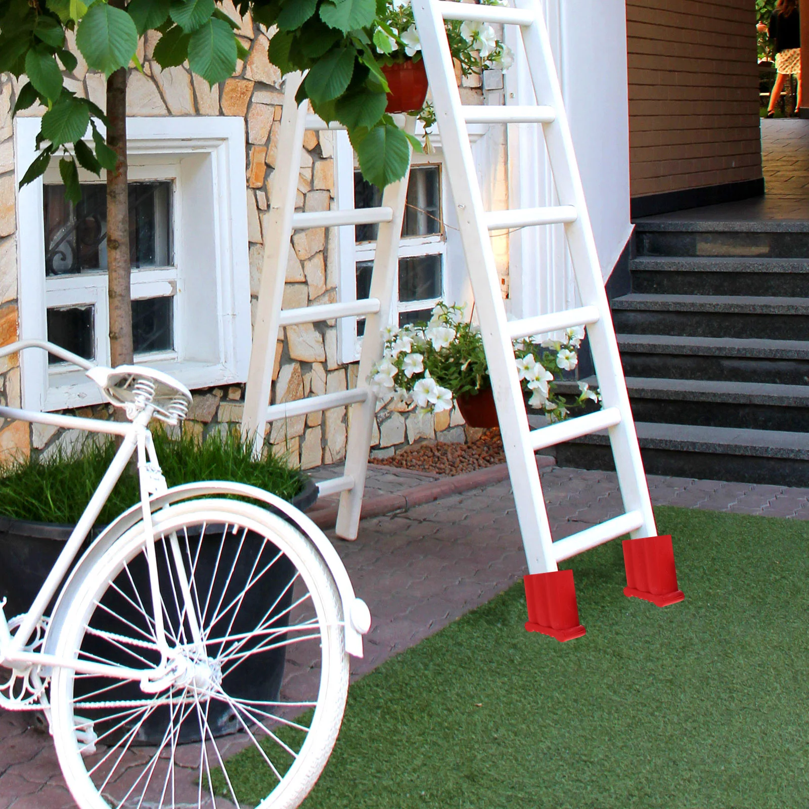 

2pcs Ladder Foot Cover Red Anti-Slip Rubber Pad For Stepladder Wear-Resistant Floor Protector Ladder Accessories Building Tool