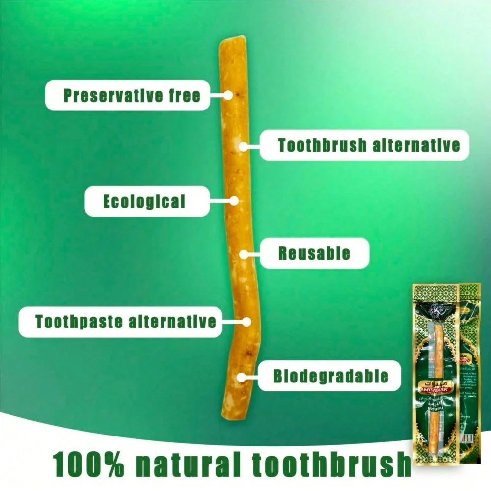 3 gemischte Geschmacksrichtungen Miswak-Sticks Zahnbürste - Natürliche arabische Pflanzen für gesunde Zähne, frischerer Atem (Minze & Original & Nelke) – Detail 6
