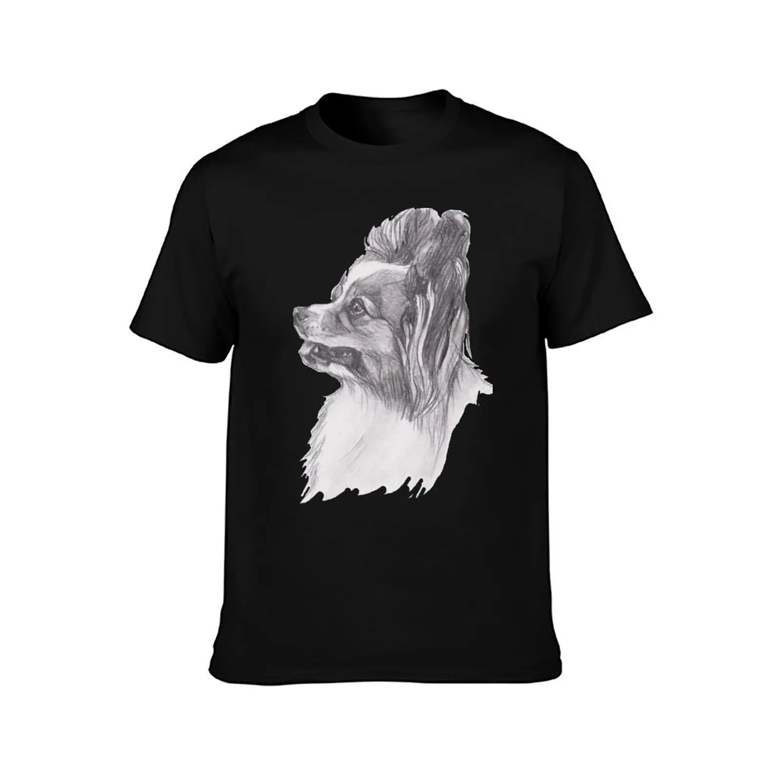 Classic Papillon Dog Profile Drawing T-Shirt basketball graphic tees plus size clothes mens graphic t-shirts