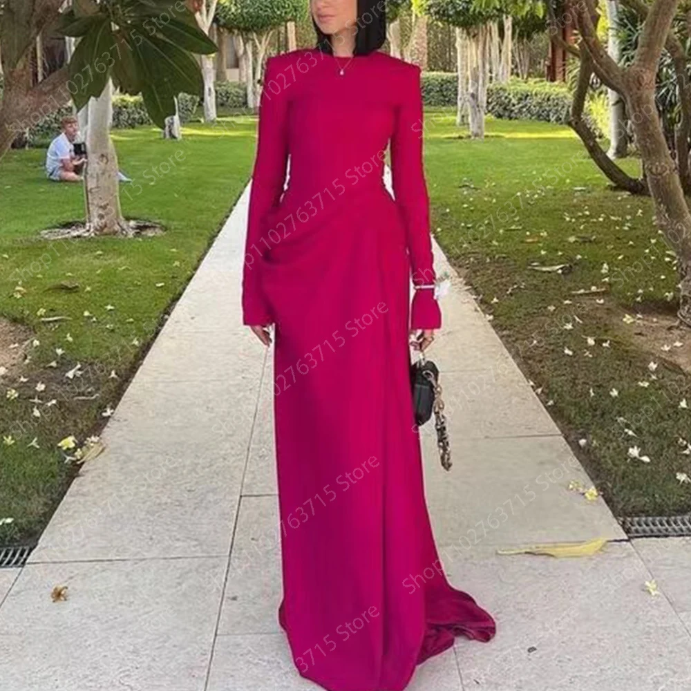 Elegant Long Evening Dresses for Women O-Neck Floor-Length Mermaid Sweep Train Prom Party Wedding Gala Special Events Dress 2024