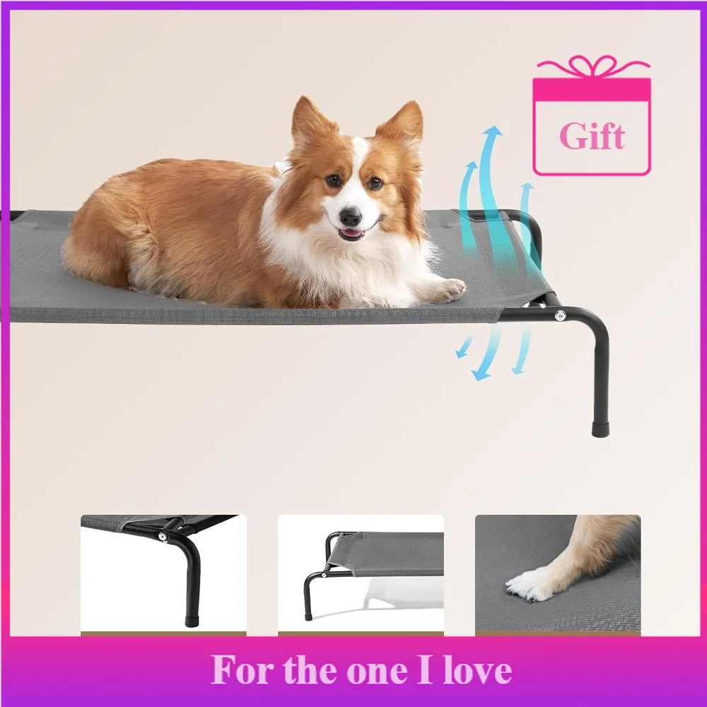 

Large Dog Bunk Bed, Outdoor Elevated Dog Hammock, with Frame and Washable Waterproof Pet Platform