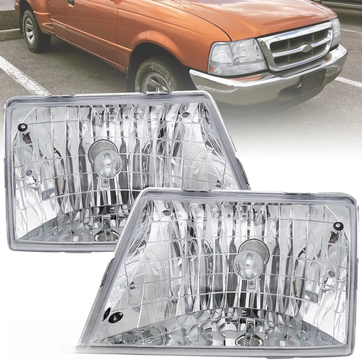 

Headlights Fits 1998-2000 Ford Ranger Head Clear Lamps Left+Right Pair