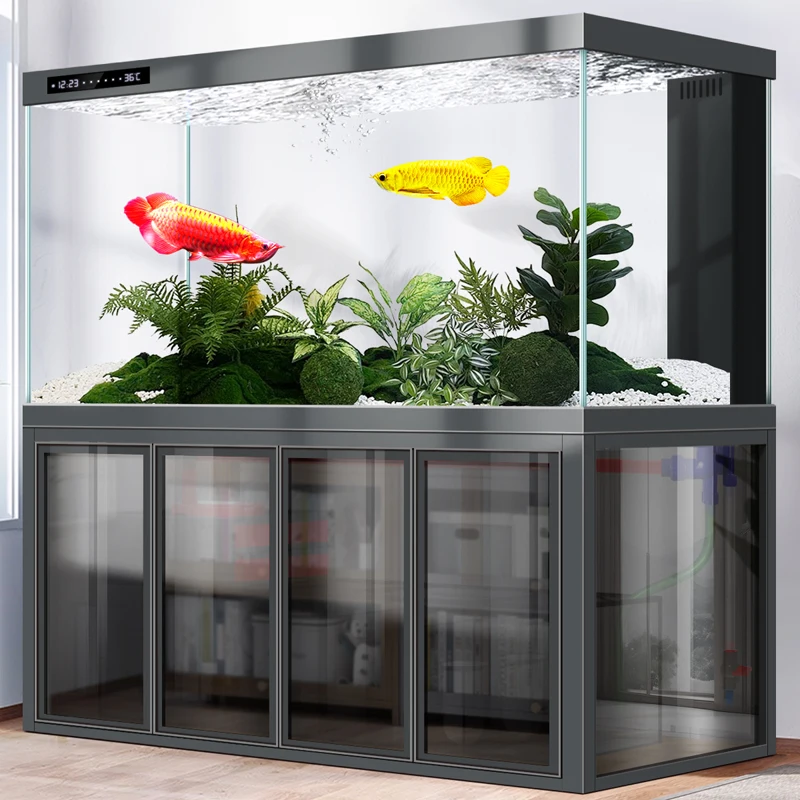 

Ultra-white glass arowana tank medium and large living room 2025 new household bottom filter water-free screen partition entranc