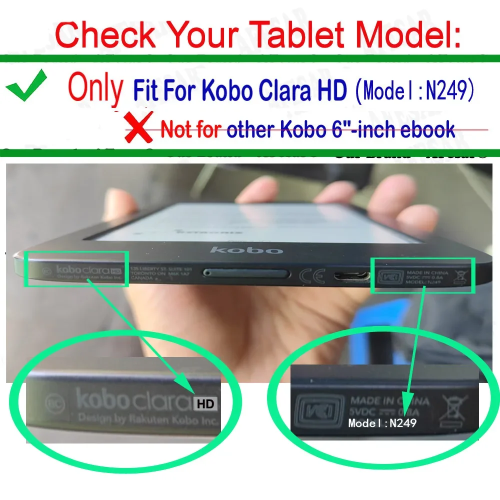 For 2018 Rakuten Kobo Clara HD E-Reader Smart Case Model N249 Ebook Protective Cover