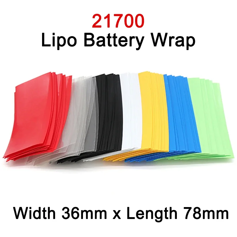 Película de batería Lipo de 20 ~ 500 Uds., 21700, tubo termorretráctil de PVC, funda aislante retráctil precortada, funda protectora para tubo, paquete de baterías