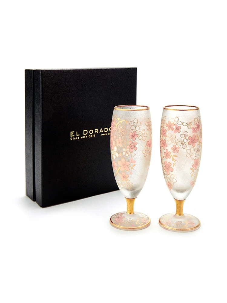 IAEL DO Sakura Vine Gold-Embedded Japanese Sake Glass Cup Couple Wedding Gift Handmade Ordinary Glass 0mL-200mL