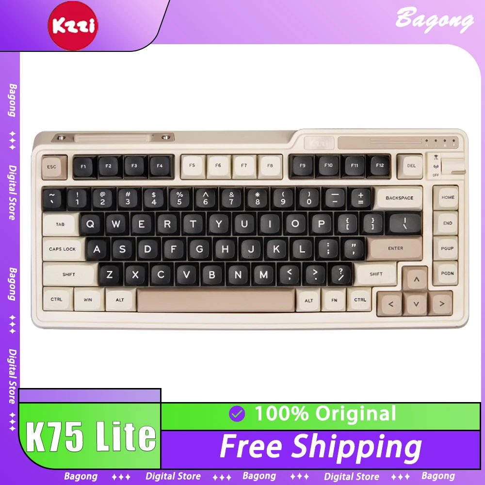 

KZZI K75 Lite Mechanical Keyboard Three Mode Custom Programming RGB Wireless Gaming Keyboard Hot Swap Gasket Ergonomics Pc Gamer