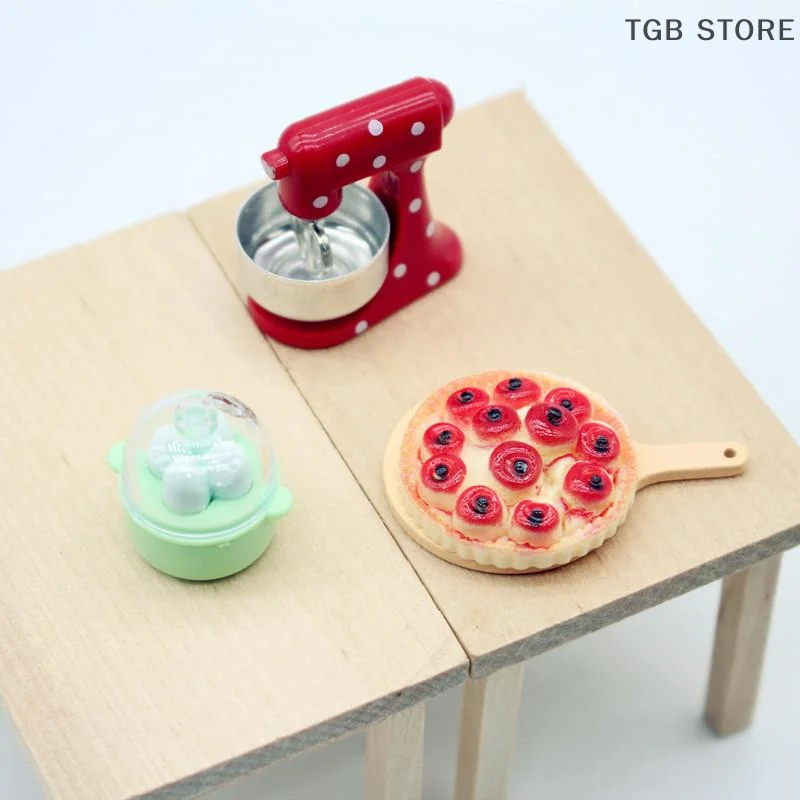 1세트 시뮬레이션 피자 계란 모형 식판 미니 블렌더 인형집 주방 장식 DIY 인형집 미니어처 액세서리