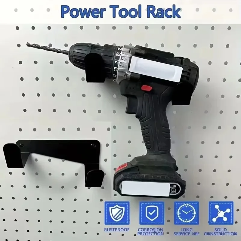 Wall-Mounted Electric Tool Metal Rack, Drill Wall Storage Organizer for Garage Workbench Pegboard Display and Cabinet Space