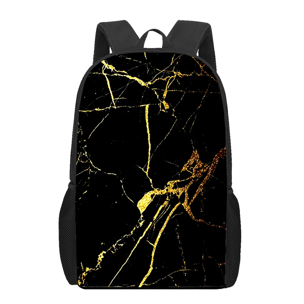 3D Print Marble Stone Veins School Bags para Adolescentes Meninas e Meninos, Casual Crianças Bookbags, Kids Large Capacity Backpack