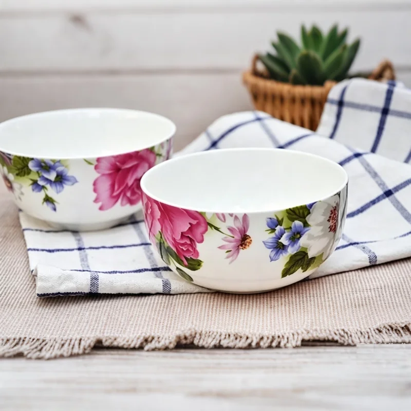 4.25 inch, fine bone china japanese soup bowls, colorful kitchen utensils, rose blossom designe, porcelain dinnerware