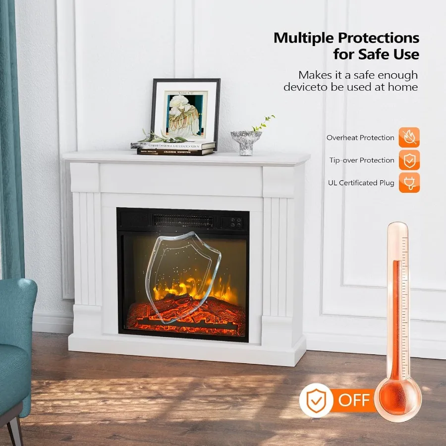 موقد كهربائي قائم بذاته مقاس 32 بوصة مع جهاز تحكم عن بعد ووظيفة الموقت سخان لهب مقلد واقعي يتميز بـ 6 #6