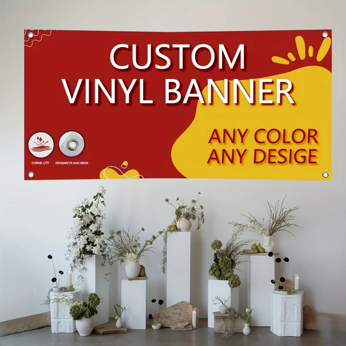Custom PVC Hard Banner Personalized Text Logo Photo with 4 Holes for Outdoor Store Event Party Display