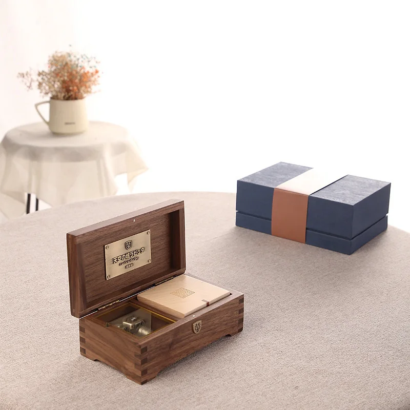 Rosiking Wooden Vintage Clockwork Music Box Castle in the Sky Jewelry Box For Frends Girl and Children Birthday Gift
