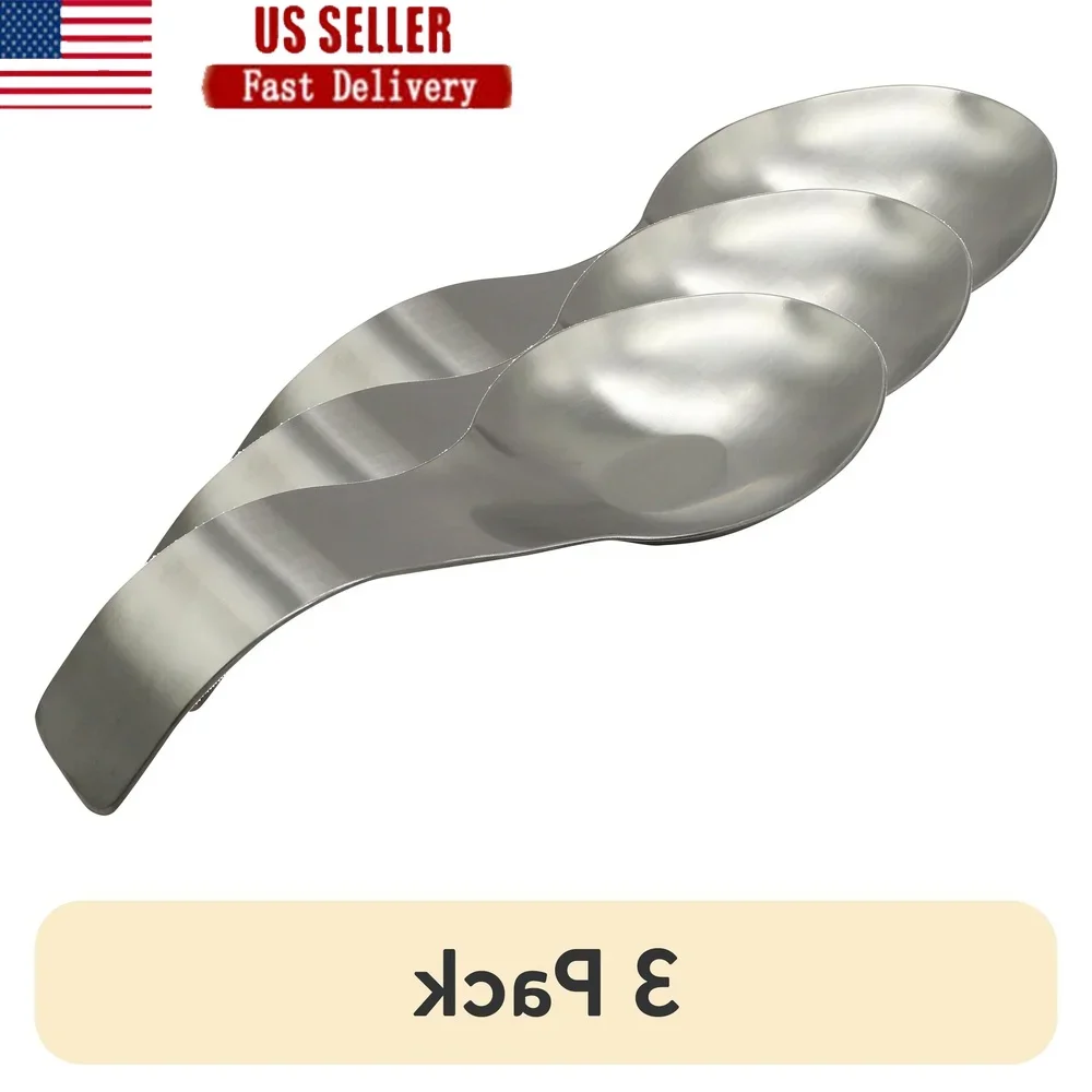 

18/0 Stainless Steel Spoon Rest Set 3 Pack Kitchen Utensil Holder Cookware Recycling Stove Top Cleaner Cooking Tool Durable Food