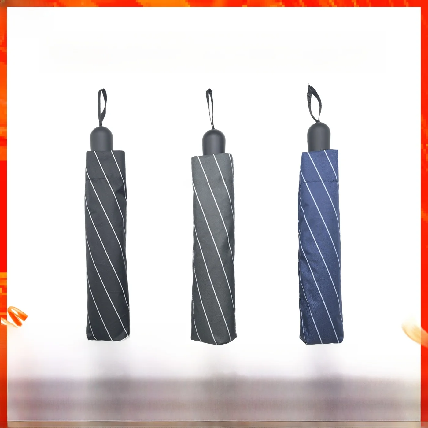 

Classic Striped Large Portable Home Use Sun Rain Umbrella Foldable Manual Sunade Umbrella for Adults Garden Sle Polyester...