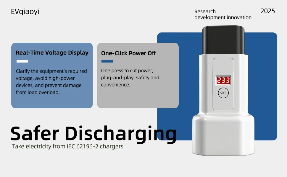 EVqiaoyi Typ2 auf Schuko-Buchse, EV-Adapter, Typ 2 auf 220 V, Konverter, männlicher Entladestecker für IEC 62196-2 Ladestationen – Detail 3
