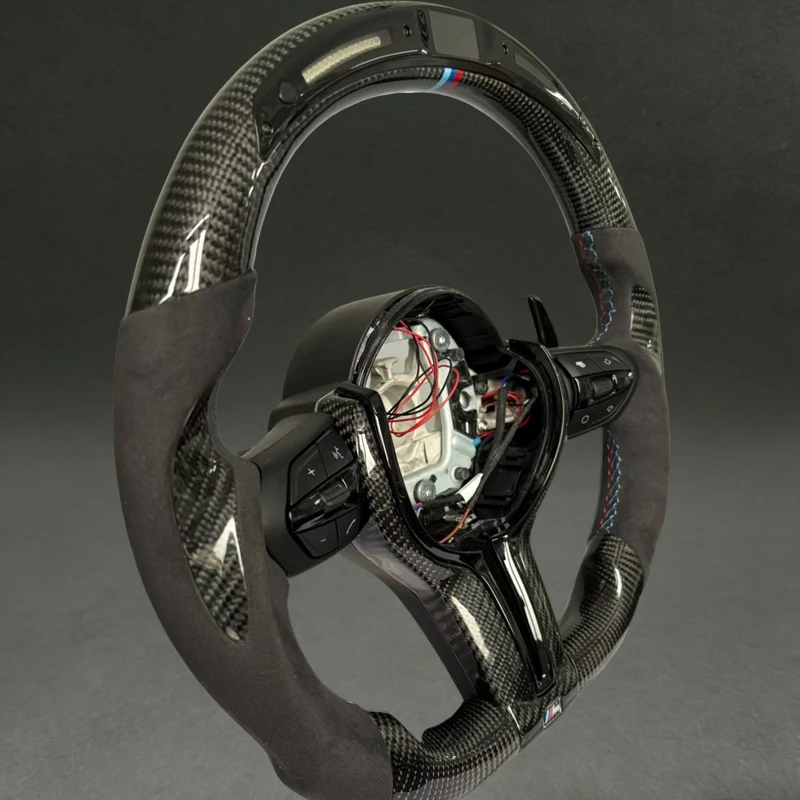 Wheel Parts with TOP LED Real Carbon Fiber for BMW F10 F30 F15 F22 F25 M3 M5 M2 Steering Wheel with Suede for F30 F25 F20 DIY view 3