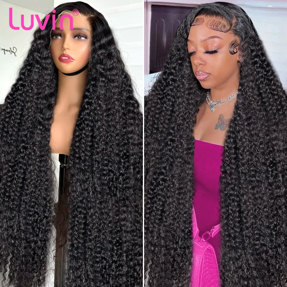 250 Density 30 40 Inch Curly Lace Front Human Hair Wigs Pre Plucked Brazilian Hair 13x4 Deep Wave Frontal Wig For Black Women