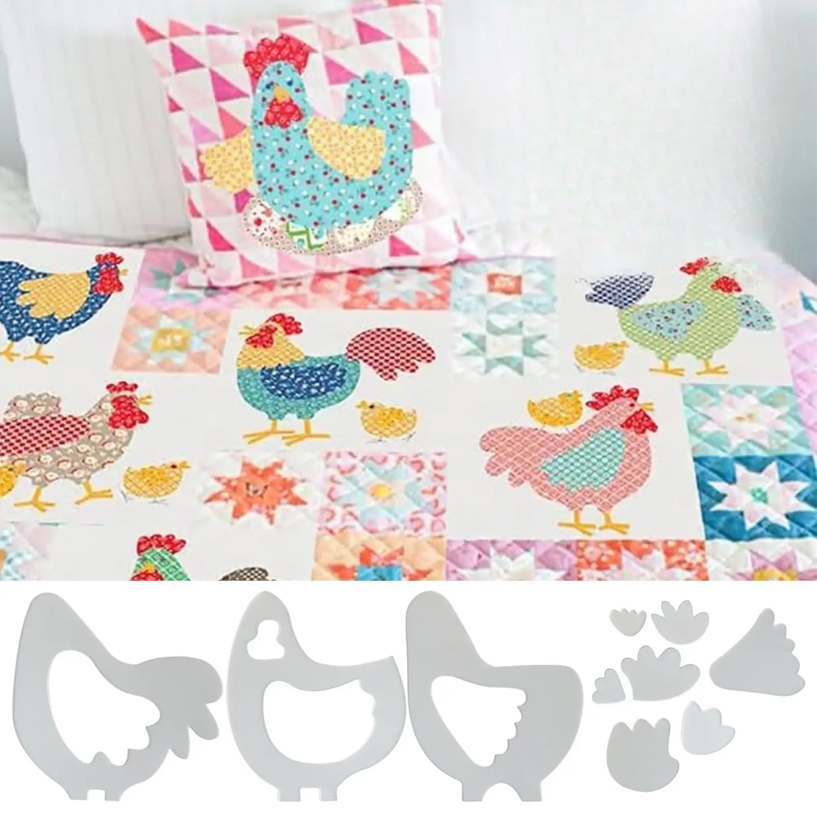 Quilting Templates For Cutting Patterns Chicken Quilting Template Set Supplies Tools Pattern For Beginner Women Cushions Place view 2