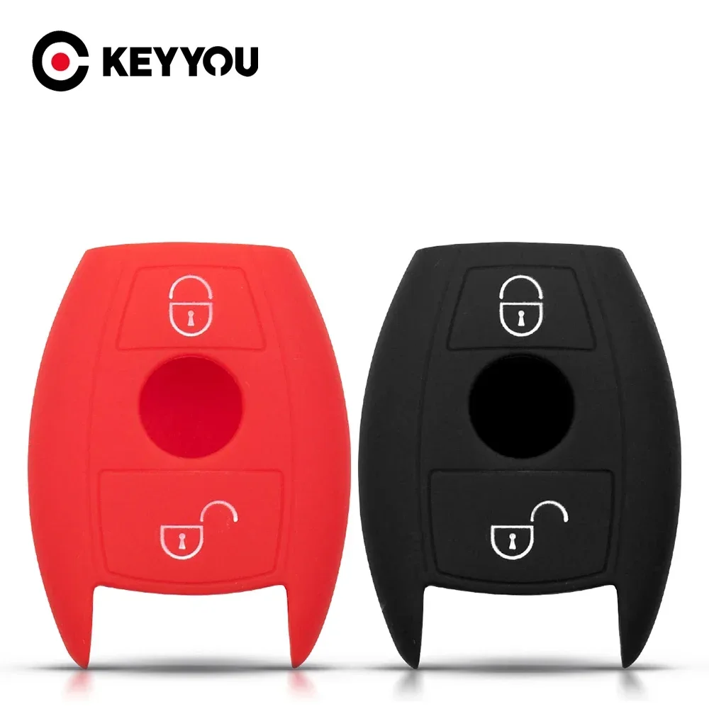 KEYYOU Silicone Remote Car Key Shell Case For Mercedes Benz CLS CLA GL R SLK AMG A B C S Protective Cover Fob 2 Buttons