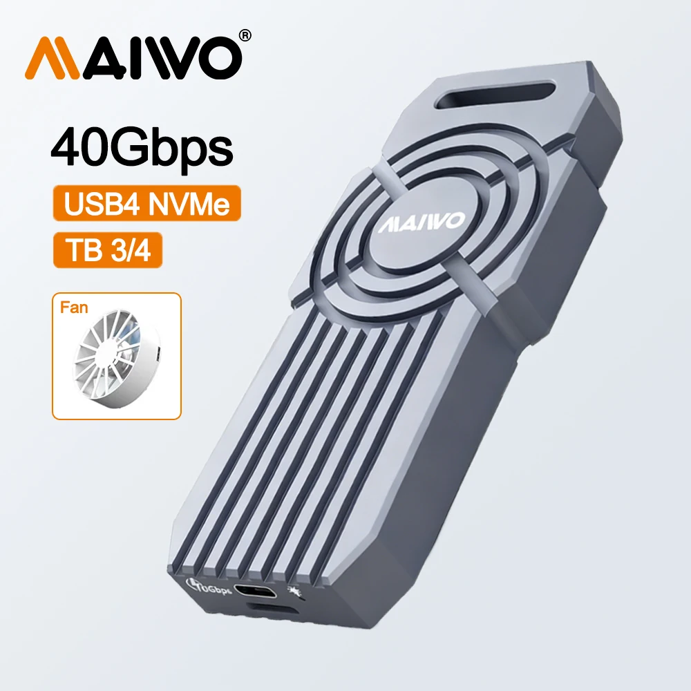 MAIWO 40Gbps M.2 NVMe SSD Enclosure Aluminum M.2 to USB4.0 NVME SSD Case Tool Free Support 2280 M-Key NVMe SSD 8TB Capacity