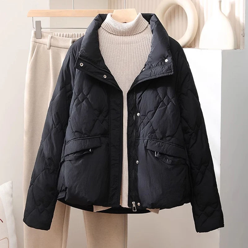 Veste d'hiver d'automne à col montant, chaude, en duvet de canard blanc, nouvelle collection 2026, haute qualité, mode féminine, légère, décontractée, veste en duvet