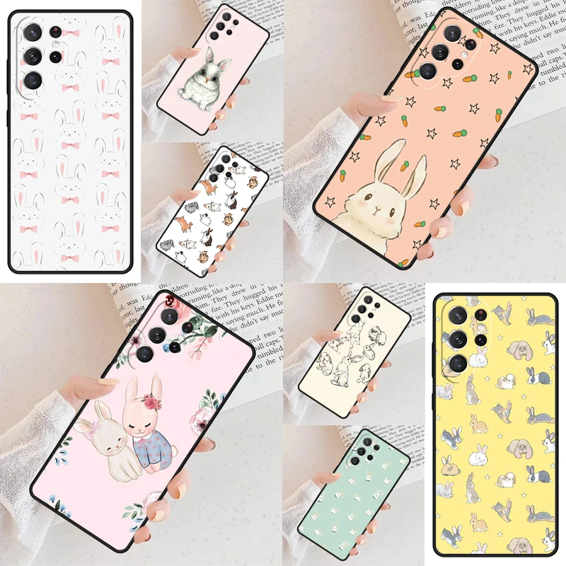 Cute Bunny Rabbit PRINT Cell Phone Case for Samsung Galaxy S26 Ultra S25 S24 S23 S22 S21 S20 Note10 Cover