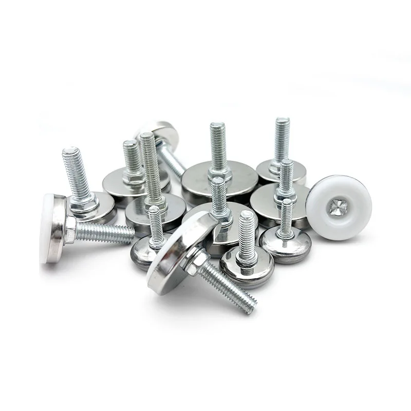 4/8pcs M6 M8 M10 Screw In Adjustable Furniture Feet Metal Face Nylon Base Glide Slide Pad Table Chair Sofa Legs Foot Levelling view 4