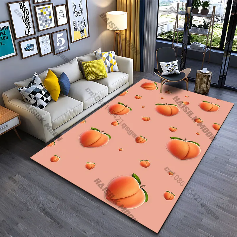 Peach pattern on pink background carpet Yoga living room room decor children's crawling mat doormat area rug games mat