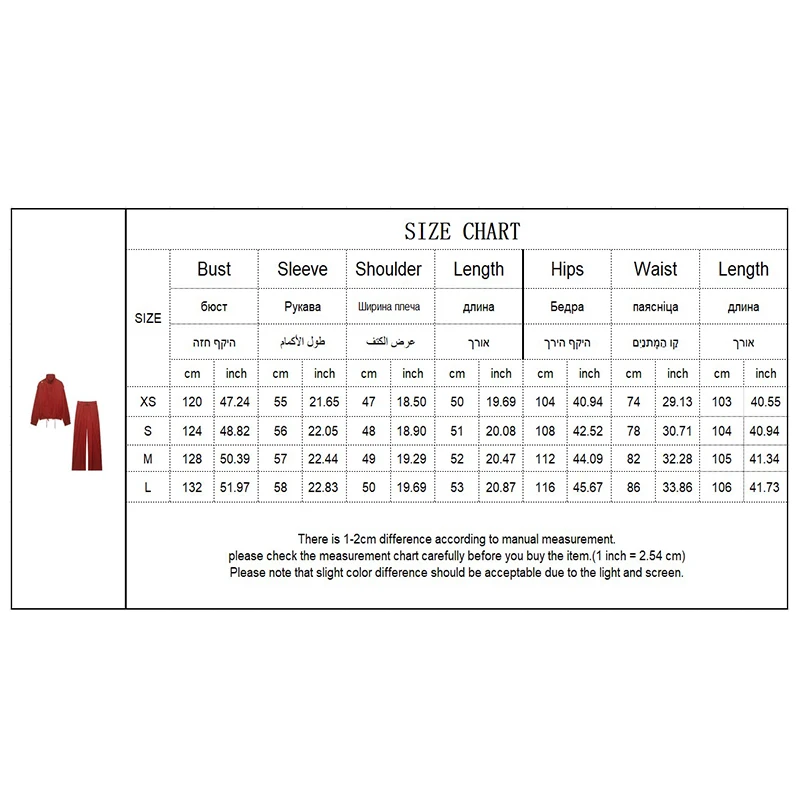 Guobioziy 2026 Autumn Women's Solid Color Two-Piece Set Zipper Stand Collar Short Jacket High-Waist Wide-Leg Pants Casual Outfit