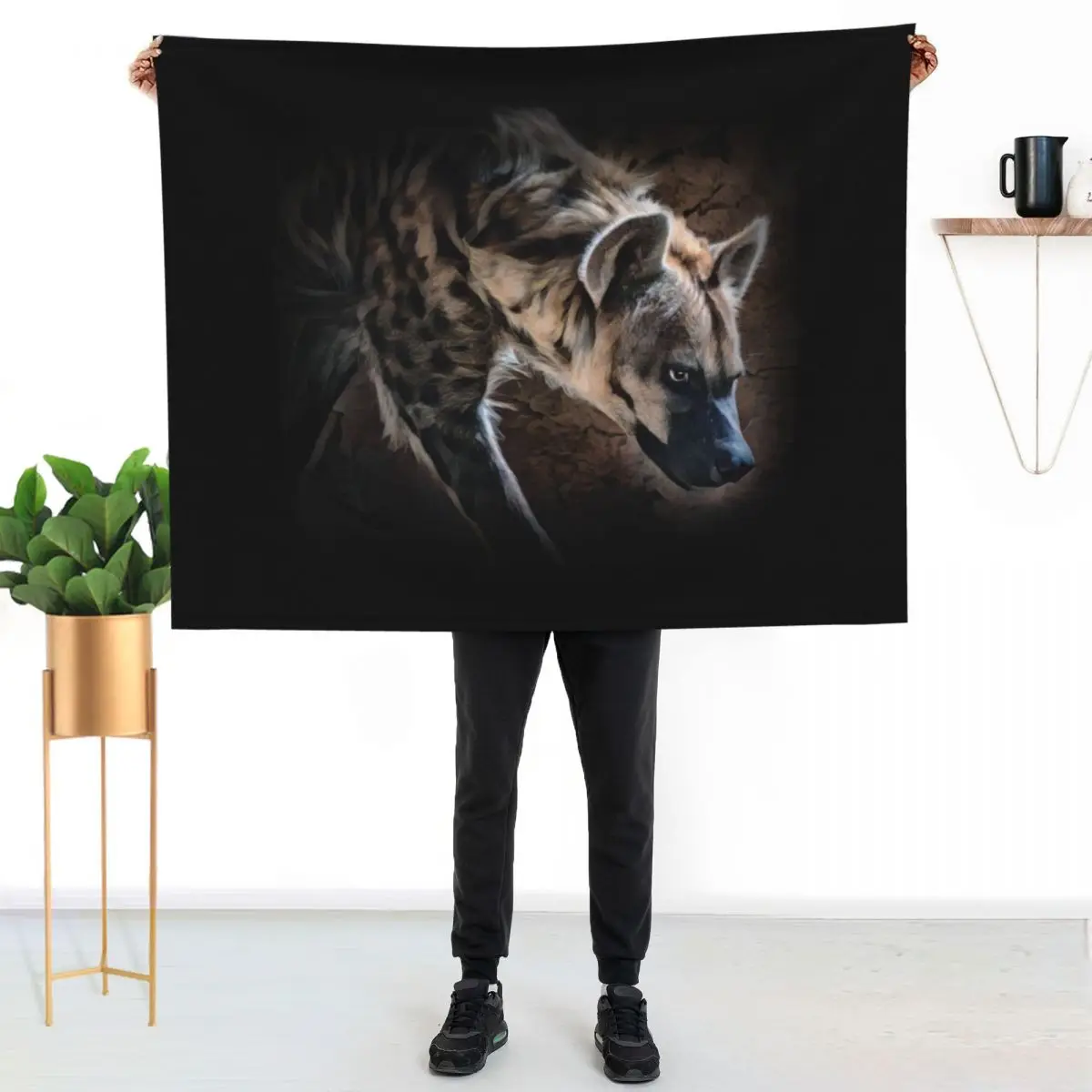 

Spotted Hyena In Shadows Throw Blanket All Season Soft Lightweight Blanket for Home