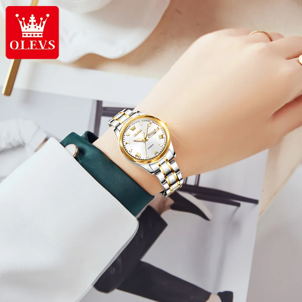 OLEVS 5563 Luxury Quartz Watch for Women Elegant Stainless Steel Women\'s Watches Gifts Waterproof Fashion Trend Ladies Watch ﻿